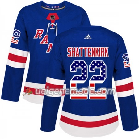 Dame Eishockey New York Rangers Trikot Kevin Shattenkirk 22 Adidas 2017-2018 Blue USA Flag Fashion Authentic